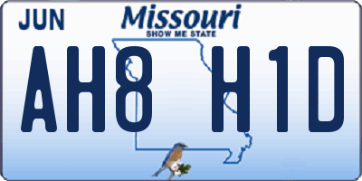 MO license plate AH8H1D