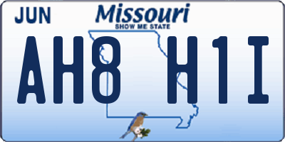 MO license plate AH8H1I
