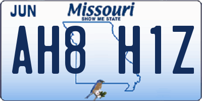 MO license plate AH8H1Z