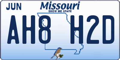 MO license plate AH8H2D