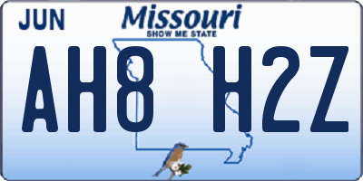 MO license plate AH8H2Z