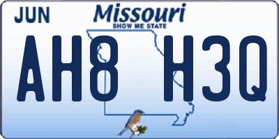 MO license plate AH8H3Q