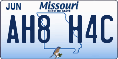 MO license plate AH8H4C