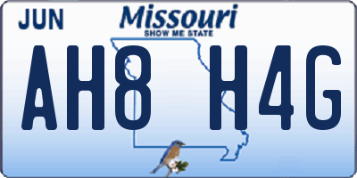 MO license plate AH8H4G