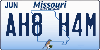 MO license plate AH8H4M