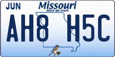 MO license plate AH8H5C