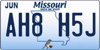 MO license plate AH8H5J