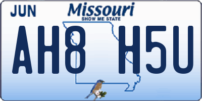 MO license plate AH8H5U