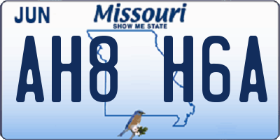 MO license plate AH8H6A