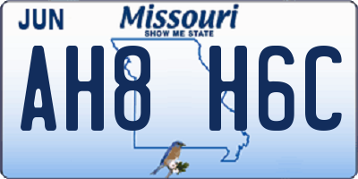 MO license plate AH8H6C