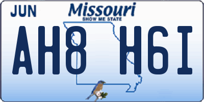 MO license plate AH8H6I