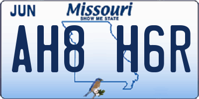 MO license plate AH8H6R