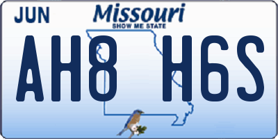 MO license plate AH8H6S