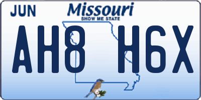 MO license plate AH8H6X
