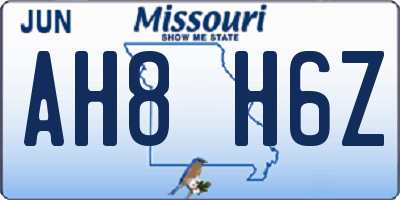 MO license plate AH8H6Z