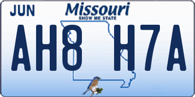 MO license plate AH8H7A