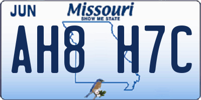 MO license plate AH8H7C