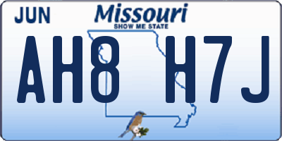 MO license plate AH8H7J