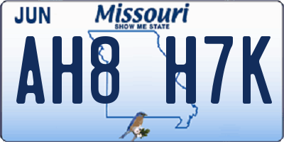 MO license plate AH8H7K