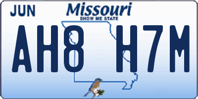 MO license plate AH8H7M