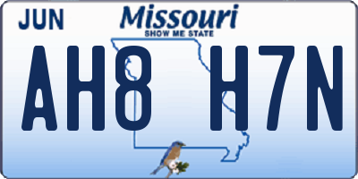 MO license plate AH8H7N