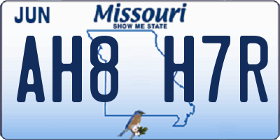 MO license plate AH8H7R