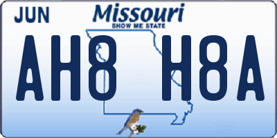 MO license plate AH8H8A