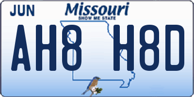 MO license plate AH8H8D