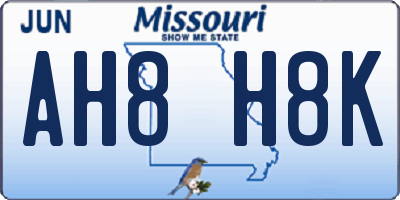 MO license plate AH8H8K