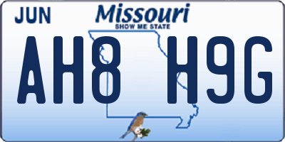 MO license plate AH8H9G