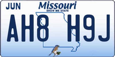 MO license plate AH8H9J
