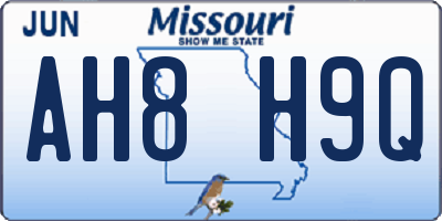 MO license plate AH8H9Q