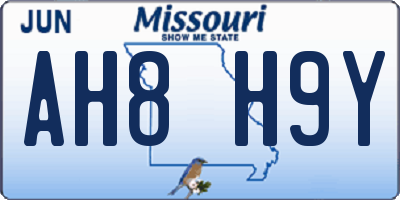 MO license plate AH8H9Y