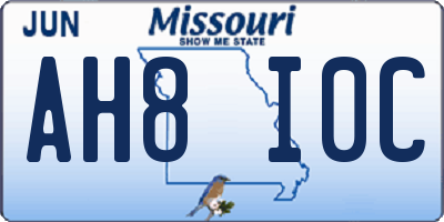 MO license plate AH8I0C