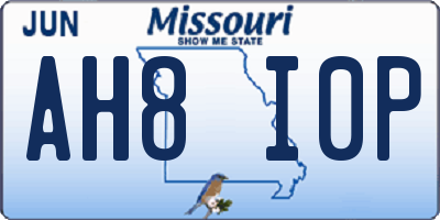 MO license plate AH8I0P