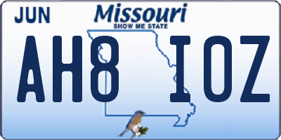 MO license plate AH8I0Z