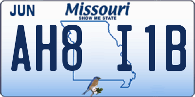 MO license plate AH8I1B