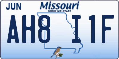 MO license plate AH8I1F