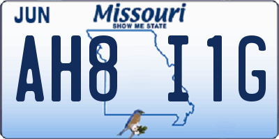 MO license plate AH8I1G