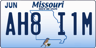 MO license plate AH8I1M