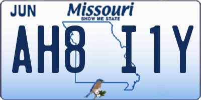 MO license plate AH8I1Y