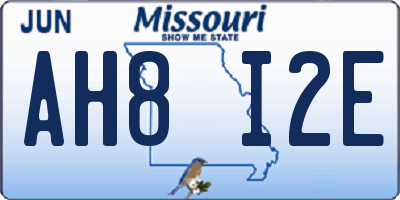 MO license plate AH8I2E
