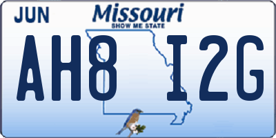 MO license plate AH8I2G