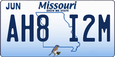 MO license plate AH8I2M
