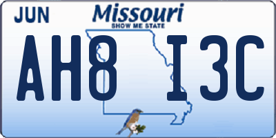 MO license plate AH8I3C