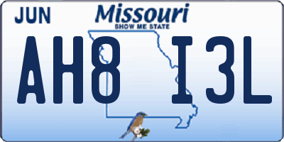 MO license plate AH8I3L