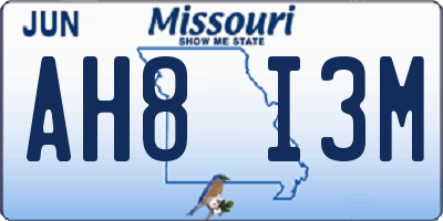 MO license plate AH8I3M