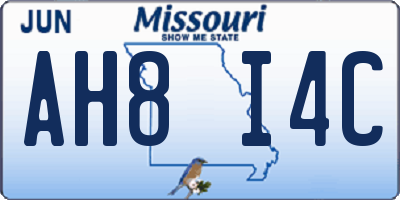 MO license plate AH8I4C