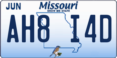 MO license plate AH8I4D