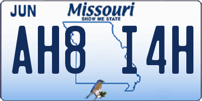 MO license plate AH8I4H